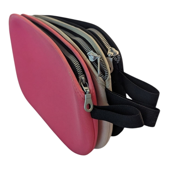 IKEA Handbags - RARE 90s IKEA Lursjon #0439 3 Detachable Zip Pouches Pink/Black/Cement 10"x7.5"